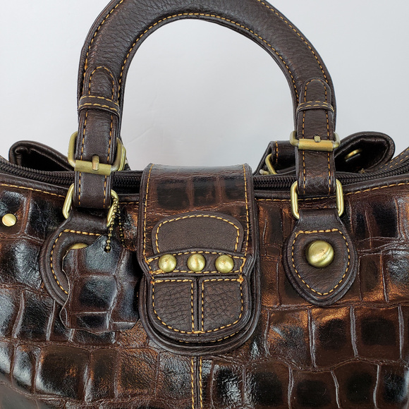 MC Marc Chantal Brown Croc Embossed Leather Purse - Picture 4 of 8